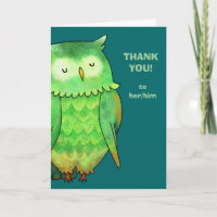 Green Owl Greeting Card (personalizável)