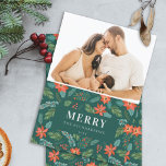 Cartão De Festividades Green Poinsettia Merriest Natal - Foto<br><div class="desc">Se precisar de mais alguma personalização,  por favor,  sinta-se à vontade para me enviar uma mensagem em yellowfebstudio@gmail.com.</div>