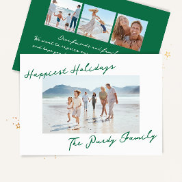 Cartão De Festividades green retro christmas photo happiest