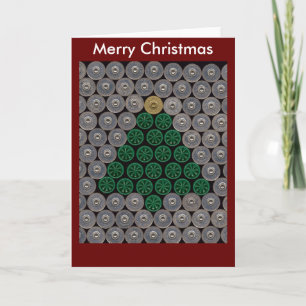 Cartão De Festividades Green shotgun shell tree Christmas Card