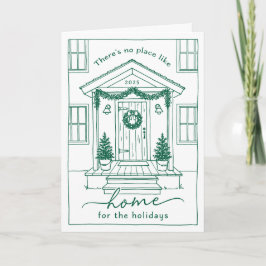 Cartão De Festividades Green Sketch House Real Estate Client Holiday Card