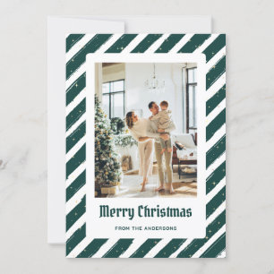 Cartão De Festividades Green Starry Photo Merry Christmas Card
