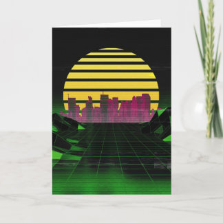 Cartão De Festividades Green Synthwave - Saudações Card