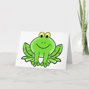 Cartão De Festividades Green_Valentine_Frog_with_pink_hearts.png