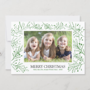 Cartão De Festividades Green Winter Branches and Berries   Férias 2017
