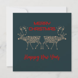 Cartão De Festividades Green wish card Merry Christmas new year reindeer