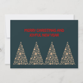 Cartão De Festividades Green wish card New Year with tree Christmas 