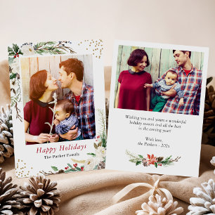 Cartão De Festividades Greenerescência Botânica de inverno Marfim Natal F