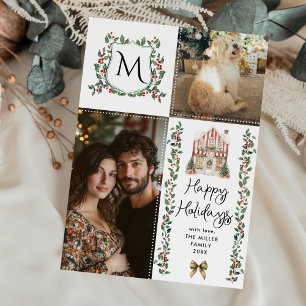 Cartão De Festividades Greenerescer Monograma Crest Feliz Natal 2 Foto