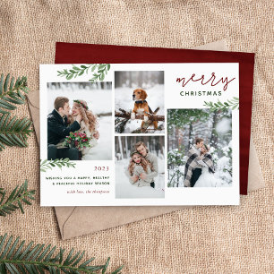 Cartão De Festividades Greenery Branches 4 Colagem de Fotos