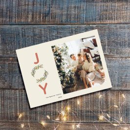 Cartão De Festividades Greenery Joy Christmas Wreath Botanical Photo