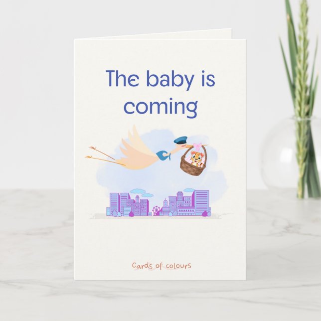 Cartão De Festividades Greeting card baby is coming  (Frente)