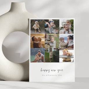 Cartão De Festividades Grelha de Fotografias com Script 9 de Feliz ano no