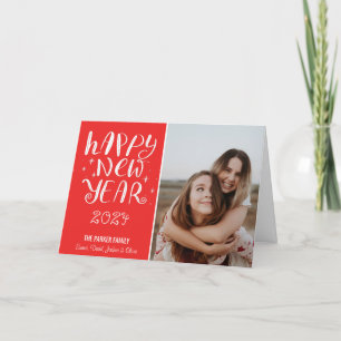 Cartão De Festividades Greve Vermelha de Fora de Feliz ano novo de Script