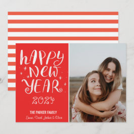 Cartão De Festividades Greve Vermelha de Fora de Feliz ano novo de Script