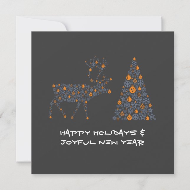 Cartão De Festividades Grey greeting card HAPPY HOLIDAYS JOYFUL NEW YEAR (Frente)