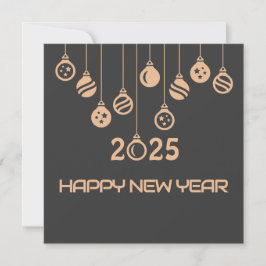 Cartão De Festividades Grey Square wish card New Year with Christmas ball