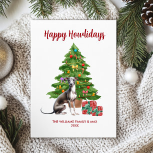 Cartão De Festividades Greyhound Dog Family Natal