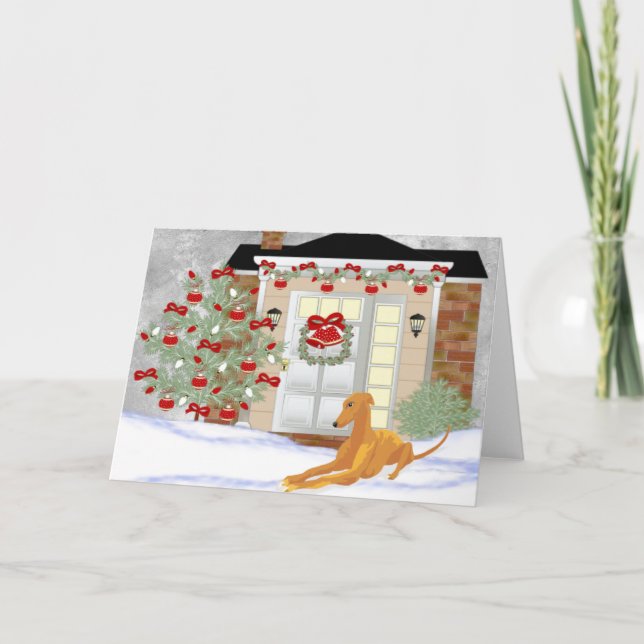 Cartão De Festividades Greyhound Natal (Frente)