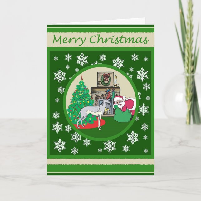 Cartão De Festividades Greyhound Old Fashied Christmas (Frente)