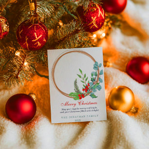 Cartão De Festividades Grinalda Botânica Feliz Natal
