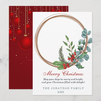 Cartão De Festividades Grinalda Botânica Feliz Natal