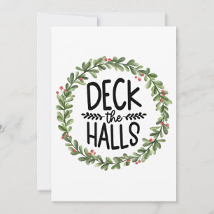 Cartão De Festividades Grinalda de Aquarela Deck the Halls