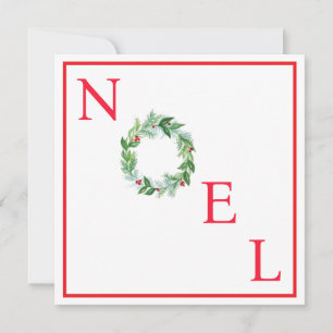 Cartão De Festividades Grinalda de Férias em Aquarela Pintada à Mão NOEL