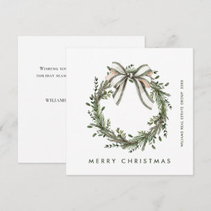 Cartão De Festividades Grinalda de Natal Boho Minimalista Neutra Corporat