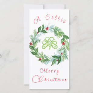 Cartão De Festividades Grinalda de Natal Celta em Aquarela PERSONALIZAR 