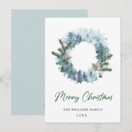 Cartão De Festividades Grinalda de Natal de Azevinho e Frutas Natalícias