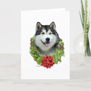 Cartão De Festividades Grinalda do Malamute do Alasca