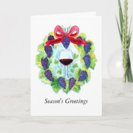 Cartão De Festividades Grinalda do Natal das uvas para vinho de Sonoma