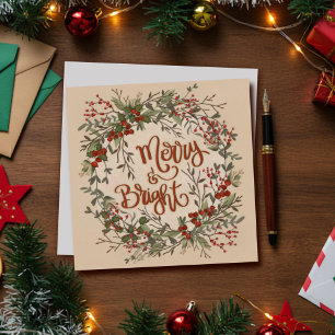 Cartão De Festividades Grinalda Floral Simples Alegre e Brilhante de Feri