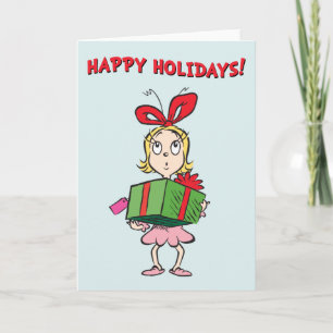 Cartão De Festividades Grinch Cindy-Lou Quem - Segurando Presente