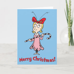 Cartão De Festividades Grinch   Cindy-Lou Who - Segurando Cana-de-Açúcar