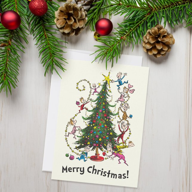Cartão De Festividades Grinch Clássico | Árvore de Natal (Card on table)
