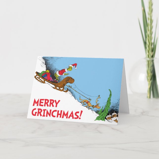 Cartão De Festividades Grinch Clássico | Grinch e o Renas Max (Frente)