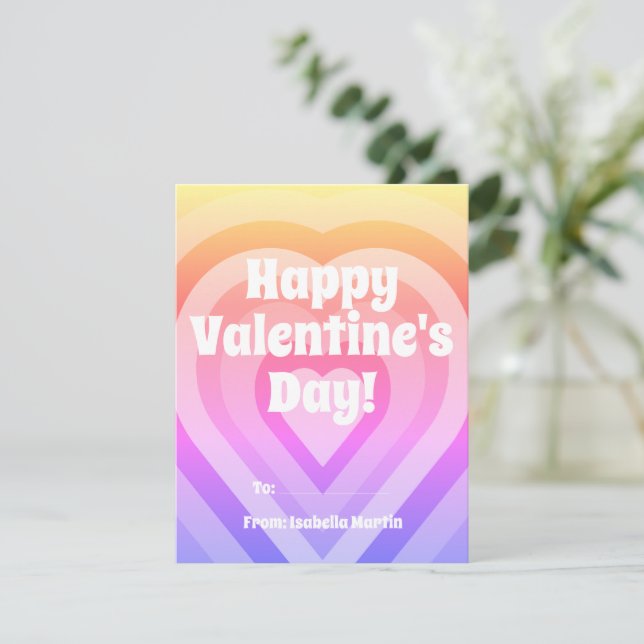 Cartão De Festividades Groovy Hearts Kids Classroom Dia de os namorados (Em pé/Frente)