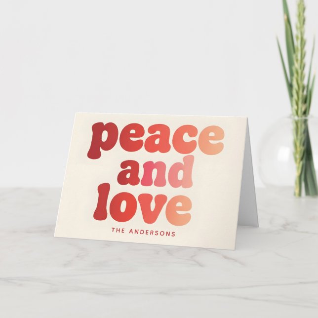 Cartão De Festividades Groovy Peace & Love Script Merry Christmas (Frente)