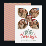 Cartão De Festividades Groovy Vibes Retro Photo Collage Natal<br><div class="desc">Envie alegria com este cartão de Natal inspirado no estilo retrô, apresentando um design divertido de “Boas Festas” e um layout exclusivo de colagem de várias fotos. Perfeito para compartilhar seus momentos familiares favoritos, este cartão moderno combina tipografia nostálgica com estilo contemporâneo. Personalize com suas fotos e texto para criar...</div>