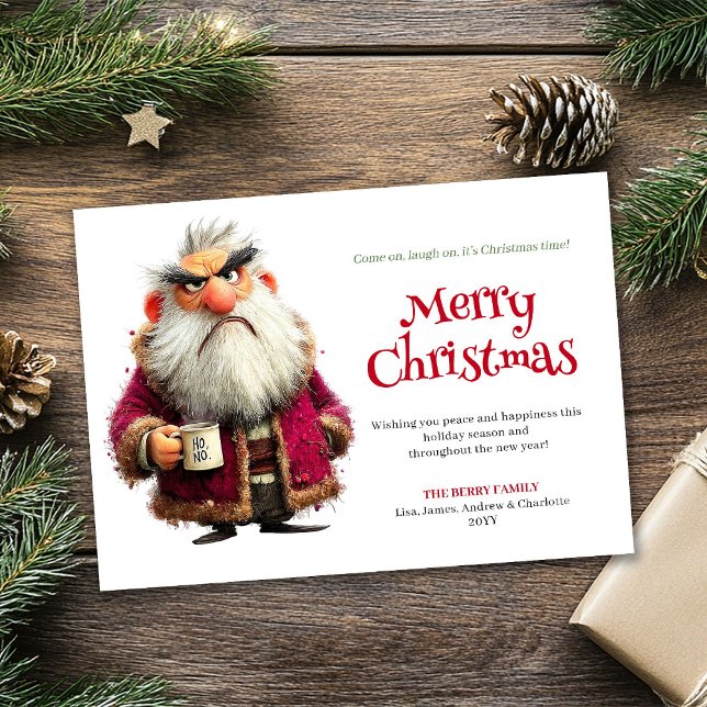 Cartão De Festividades Grouchy Santa humorous editable Christmas greeting (Grouchy Santa humorous editable Christmas greeting card)