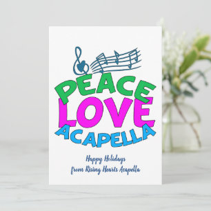 Cartão De Festividades Grupo de Acapella Paz Amor Personalizável Fofo