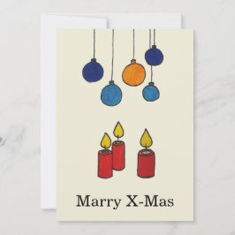 Cartão De Festividades Grußkarte Weihnachten Kerzen und Weihnachtskugeln
