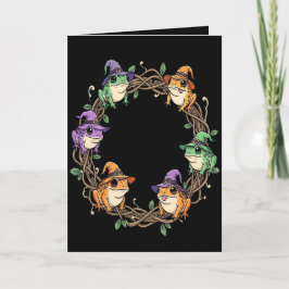 Cartão De Festividades Guarnição de Grinalda Caprichosa Adornada com Sapo