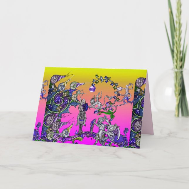 CARTÃO DE FESTIVIDADES GUERRA BESTIÁRIA MEDIEVAL, NOITES,ESQUEMAS GIGANTE (Frente)