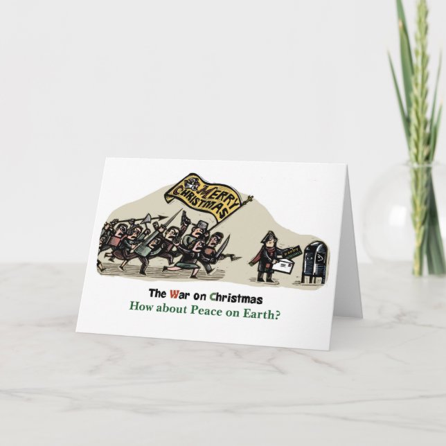 Cartão De Festividades Guerra no Natal - Que tal Paz na Terra? (Frente)