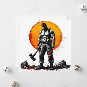 Cartão De Festividades guerreiro barbárie fantasia medieval força do humm