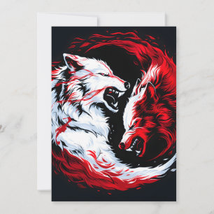 Cartão De Festividades Guerreiro Lobo Cósmico Vermelho Branco