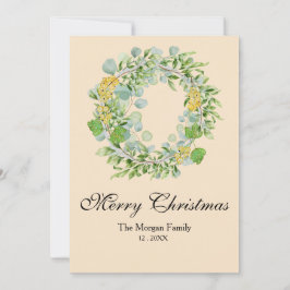 Cartão De Festividades Guirlanda de Natal Aquarela